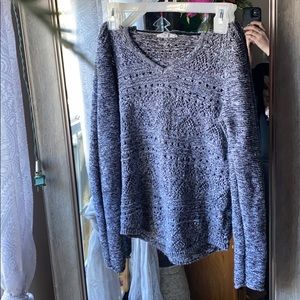 Dark-grey knit sweater with hoodie